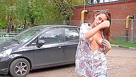 Intriguing public nudity by cute Russian amateur model Intriguing public nudity by cute Russian amateur model