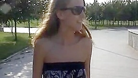 Cutie shows her delicious curves in public Cutie shows her delicious curves in public