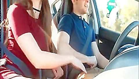 Amazing cock sucker while her man driving a car Amazing cock sucker while her man driving a car