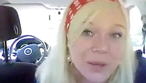 Norwegian blonde masturbating in her car Norwegian blonde masturbating in her car