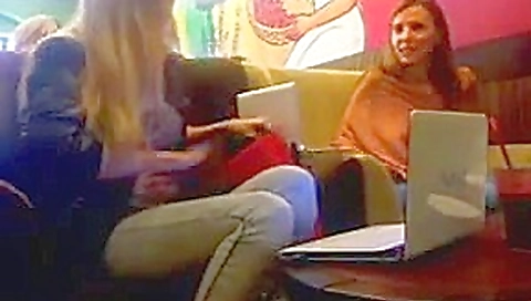 Two girls flash and play in cafe.flv Two girls flash and play in cafe.flv