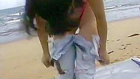Extreme swimsuit at the beach behind mie university Extreme swimsuit at the beach behind mie university