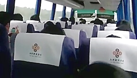 Girl masturbating on a bus Girl masturbating on a bus