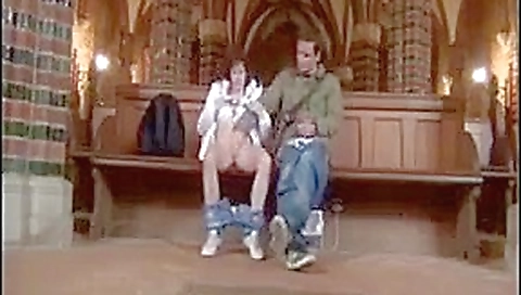 Couple sex play in a church Couple sex play in a church