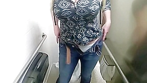 Big tit chick masturbates in public toilet Big tit chick masturbates in public toilet