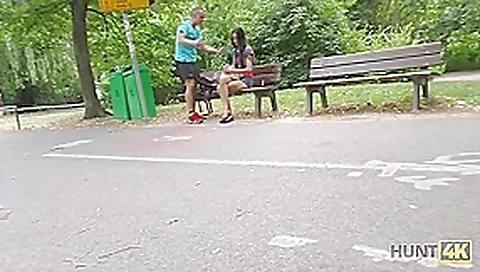 HUNT4K. Pleased cuckold watches girlfriend's outdoor sex with guy