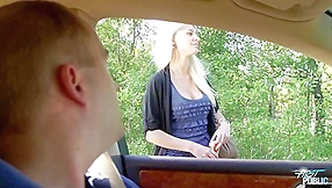 Girl leans out car window to suck cock Girl leans out car window to suck cock