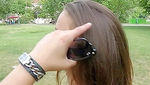 Nasty brunette in public blowjob Nasty brunette in public blowjob