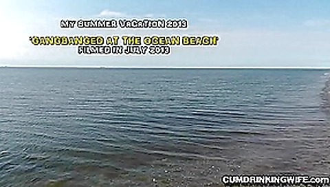 Slutwife creampied by strangers at the beach Slutwife creampied by strangers at the beach