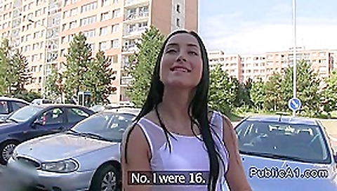 Fake agent fucks brunette in car in public Fake agent fucks brunette in car in public