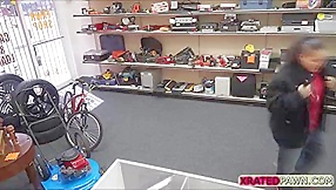 Brunette Thief gets big dick as payment for sex inside of the pawn shop office Brunette Thief gets big dick as payment for sex inside of the pawn shop office