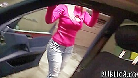 Sexy hot blonde Eurobabe fucked in car garage for money Sexy hot blonde Eurobabe fucked in car garage for money